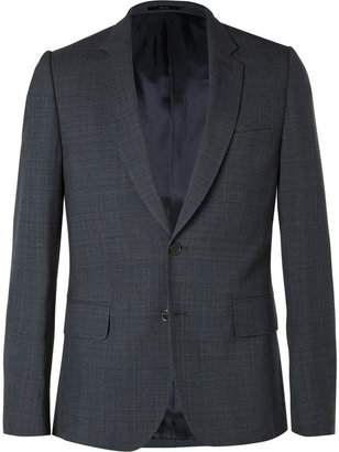 Paul Smith Navy Slim-Fit Prince of Wales Check Wool Blazer