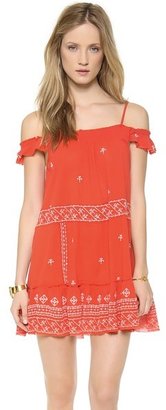 Free People Embroidered Flounce Top