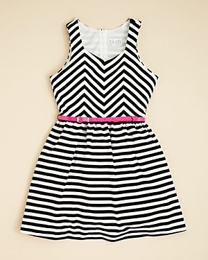 Blush by Us Angels Girls' Stripe Ponte Knit Dress - Sizes 7-16