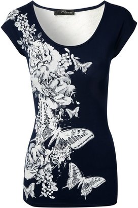 Jane Norman Printed Lace Back t-shirt