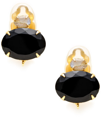 Bounkit Black Onyx, Labradorite, & Grey Mabe Pearl Drop Earrings