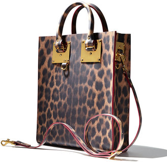 Sophie Hulme Mini Leather Tote Bag, Leopard-Print