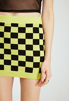 Forever 21 Checkered Neon Mini Skirt