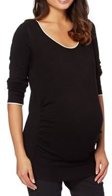 Red Herring Maternity Black cable detail scoop neck maternity jumper