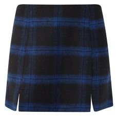 New Look Blue Brushed Check Notch Split Skirt