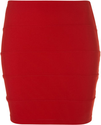 Topshop Red Panel Bodycon Skirt