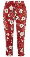 Dorothy Perkins Womens Petite floral soft joggers- Red