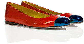 Sergio Rossi Lipstick Red/Royal Blue Patent Leather Ballerinas