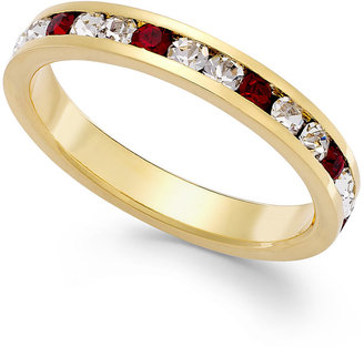 Swarovski Traditions Red and Clear Crystal Ring in Gold over Sterling Silver (2mm)