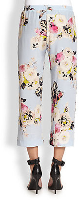 Patterson J. Kincaid PJK Kelly Silk Cropped Floral-Print Pants