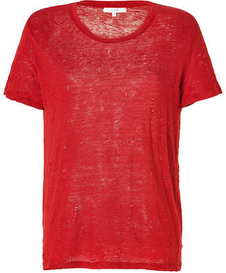 IRO Linen Destroyed T-Shirt in Red