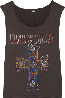 Hampton Sun Finds + MadeWorn Guns N' Roses distressed cotton-jersey tank