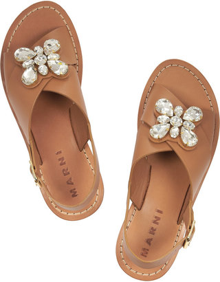 Marni Crystal-embellished leather sandals