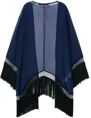 Choies Dark Blue Chiffon Kimono Coat With Tassel