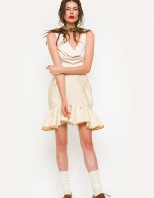 Carnet de Mode Vita Gottlieb Cream Silk Peplum Goda Dress