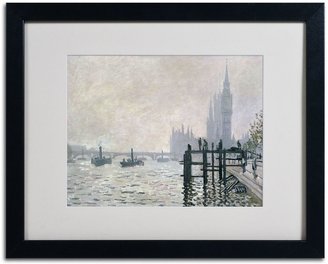Trademark Fine Art 16'' x 20'' ''The Thames Below Westminster'' Framed Canvas Wall Art by Claude Monet