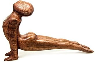 Novica Brown Yoga Suar Wood Sculpture, 7" Tall 'Yoga Cobra Pose'