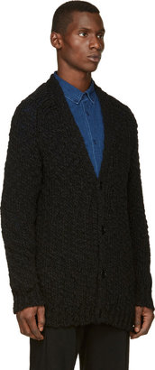 John Undercover Black Pulled Wool Thick Knit Cardigan
