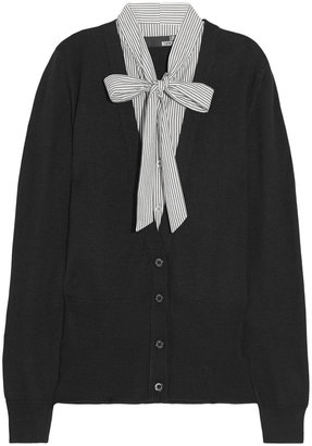 Love Moschino Wool-blend and striped cotton-blend cardigan