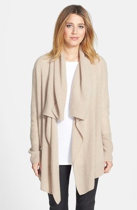 Nordstrom Mixed Stitch Drape Front Cashmere Cardigan