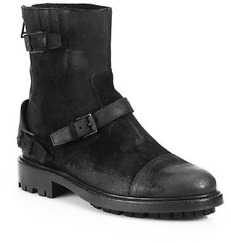 Belstaff Bradford Buckled Suede & Leather Ankle Boots