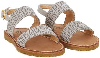 Fendi Beige Leather Zucca Sandals