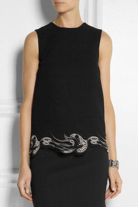 Christopher Kane Guipure lace-trimmed wool-crepe top