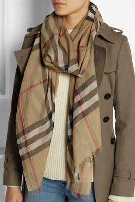 Burberry Shoes & Accessories Checked wool and silk-blend scarf
