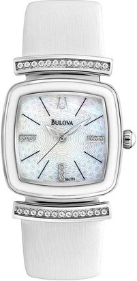 Bulova Womens Mother-of-Pearl Dial Leather Strap Watch 98L174