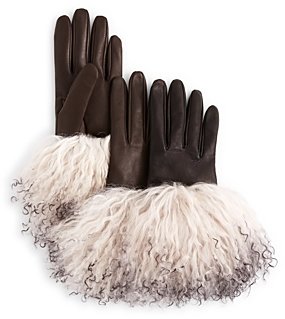 Bloomingdale's Fur Cuff Driving Gloves