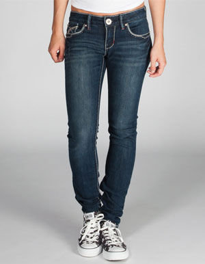 Hydraulic Embellished Pocket Womens Skinny Jeans