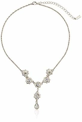 1928 Jewelry "Bridal Crystal" Silver-Tone Crystal Teardrop Y-Shaped Necklace