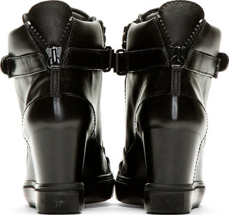Giuseppe Zanotti Black Leather Wedge Lorenz High-Top Sneakers