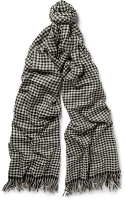 The Elder Statesman Extra-Long Checked Woven-Cashmere Scarf