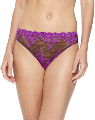 Wacoal Embrace Lace Bikini Briefs, Coffee Bean/Purple