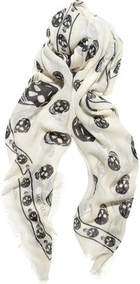 Alexander McQueen Skull-print modal and cashmere-blend scarf