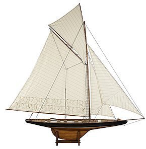 Columbia America's Cup 1901 - Handcrafted Sailing Ship Model - Large - Antique Finish - Table Stand Included - Authentic Models AS075F