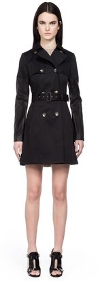 Mackage Inessa Black Trench Coat With Leather Sleeves