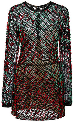 J. Mendel Rush Rouge Embroidery Long Sleeve Dress Rush Rouge