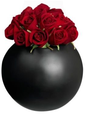 Jane Packer Red roses in black ceramic bowl