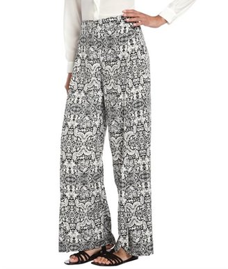 Blue Plate white and black printed wide leg pants with slits