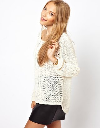 Only Crochet Cable Jumper - White