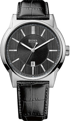 HUGO BOSS 1512911 stainless steel watch with crocodile embossed strap
