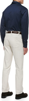 Ermenegildo Zegna Cotton/Cashmere Five-Pocket Pants, Cream