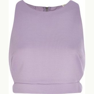 River Island Lilac ribbed cut out crop top