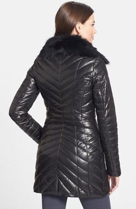 Rudsak 'Iris' Quilted Leather Coat with Genuine Coyote Fur