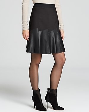 Elie Tahari Becky Leather Panel Skirt