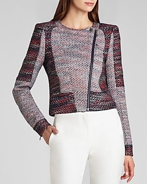 BCBGMAXAZRIA Jacket - Hedi Texture Blocked Tweed