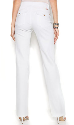 INC International Concepts Flap-Pocket Bootleg Jeans, White Wash