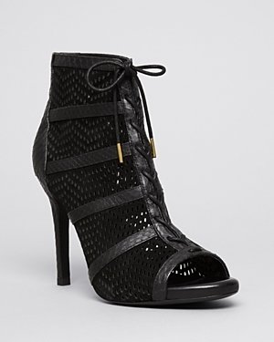 Joie Open Toe Platform Lace Up Perforated Booties - Shari High Heel